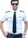Pilot White Solid Half Sleeve Tailored Fit Classic Formal Blend Shirt