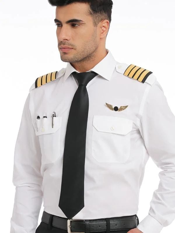Pilot White Solid Full Sleeve Single Cuff Tailored Fit Classic Formal Blend Shirt