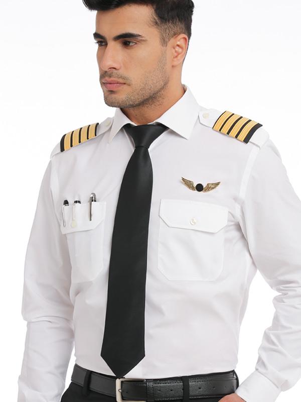 Pilot White Solid Full sleeve single cuff Classic Fit Formal Blended Shirt