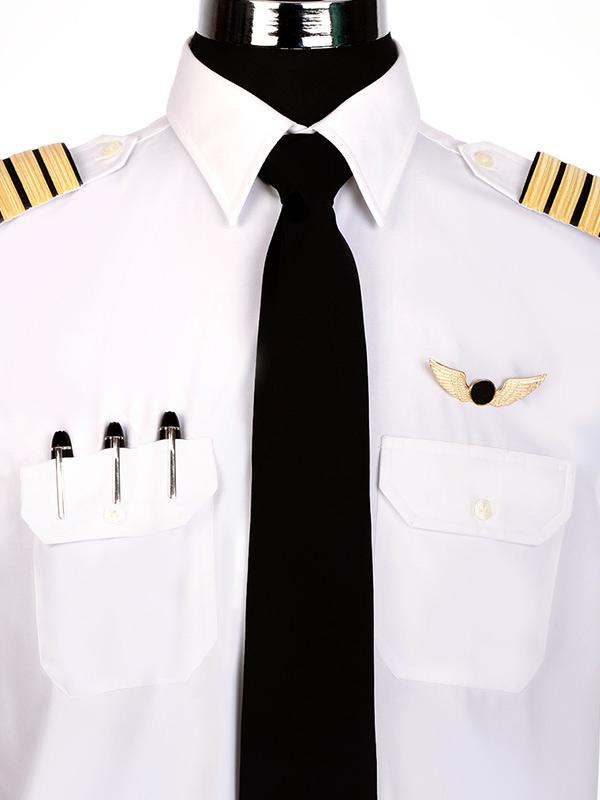 Pilot White Solid Full sleeve single cuff Classic Fit Formal Blended Shirt