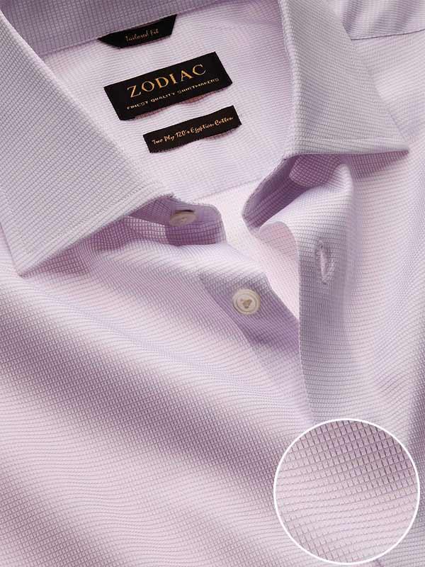 Ponte Lilac Solid Full Sleeve Single Cuff Tailored Fit Classic Formal Two Ply Mercerized Cotton Shirt