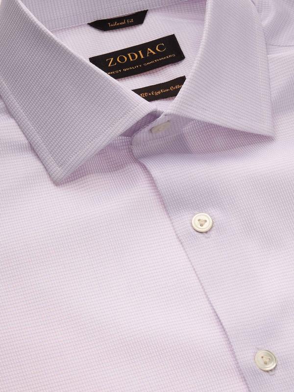 Ponte Lilac Solid Full Sleeve Single Cuff Tailored Fit Classic Formal Two Ply Mercerized Cotton Shirt