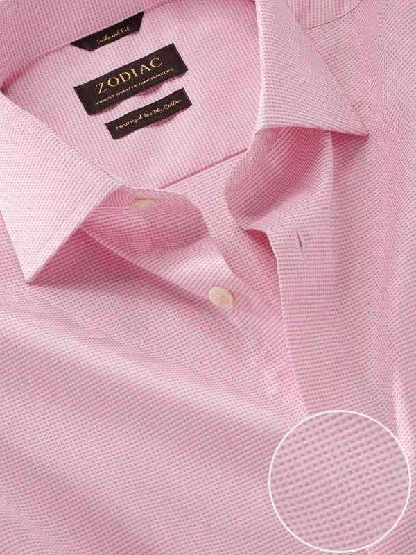 Ponte Pink Check Full Sleeve Single Cuff Tailored Fit Classic Formal Two Ply Mercerized Cotton Shirt