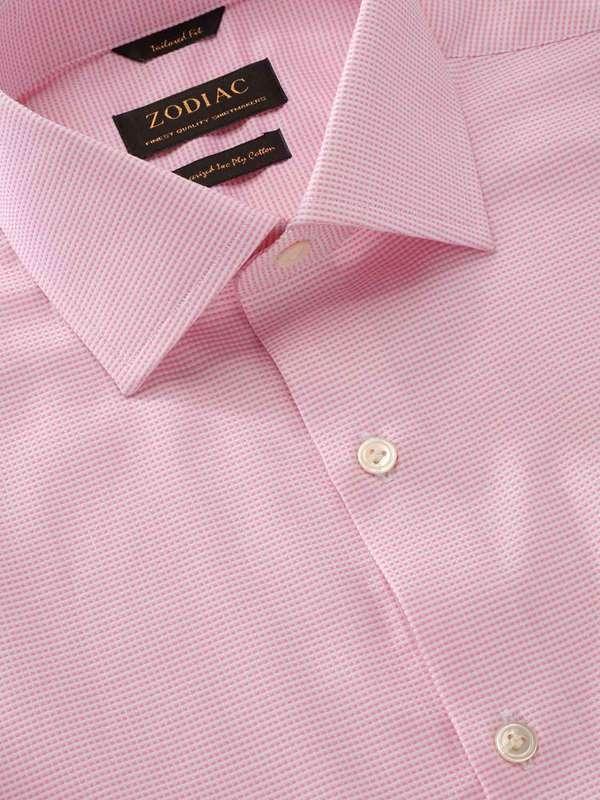 Ponte Pink Check Full Sleeve Single Cuff Tailored Fit Classic Formal Two Ply Mercerized Cotton Shirt