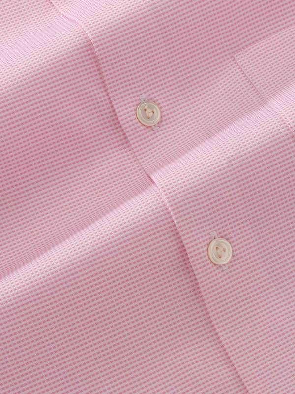 Ponte Pink Check Full Sleeve Single Cuff Tailored Fit Classic Formal Two Ply Mercerized Cotton Shirt