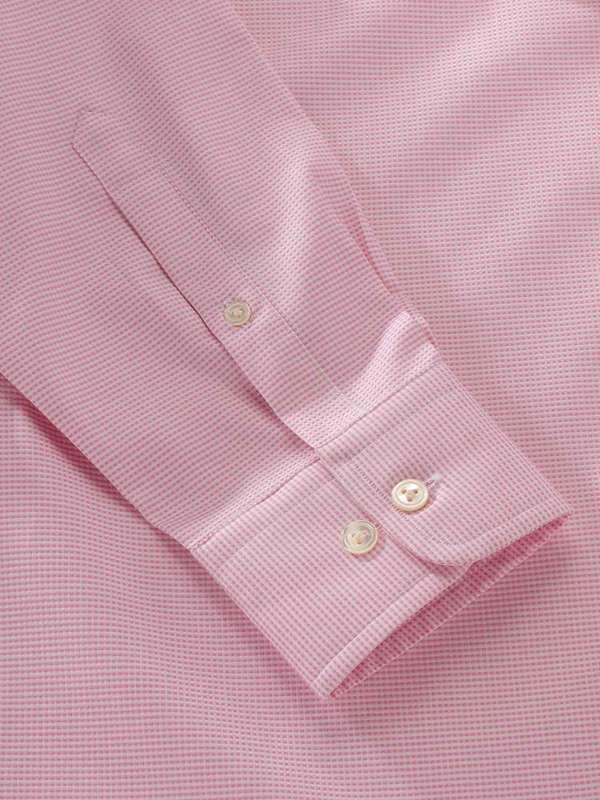 Ponte Pink Check Full Sleeve Single Cuff Tailored Fit Classic Formal Two Ply Mercerized Cotton Shirt