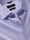 Ponte Blue Solid Full Sleeve Single Cuff Tailored Fit Classic Formal Two Ply Mercerized Cotton Shirt