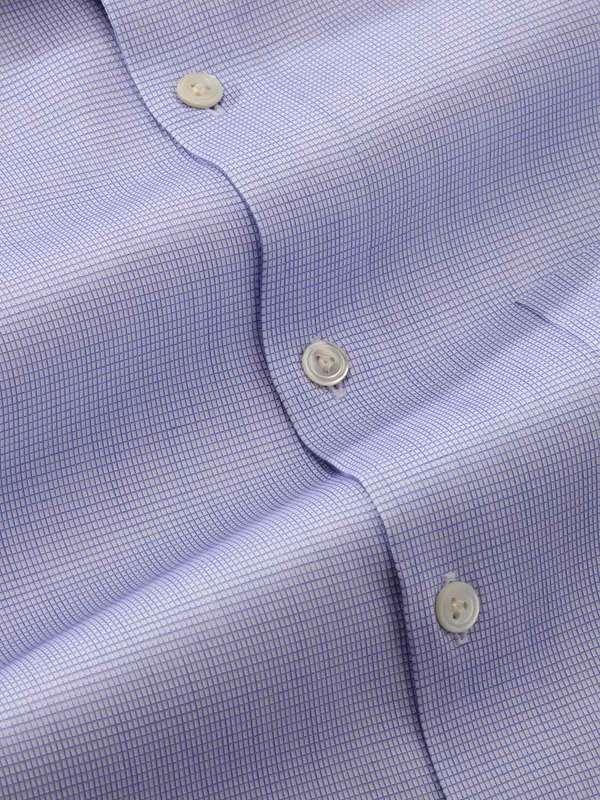 Ponte Blue Solid Full Sleeve Single Cuff Tailored Fit Classic Formal Two Ply Mercerized Cotton Shirt