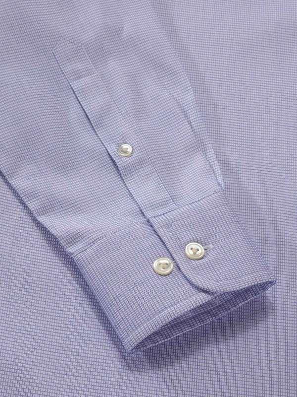 Ponte Blue Solid Full Sleeve Single Cuff Tailored Fit Classic Formal Two Ply Mercerized Cotton Shirt
