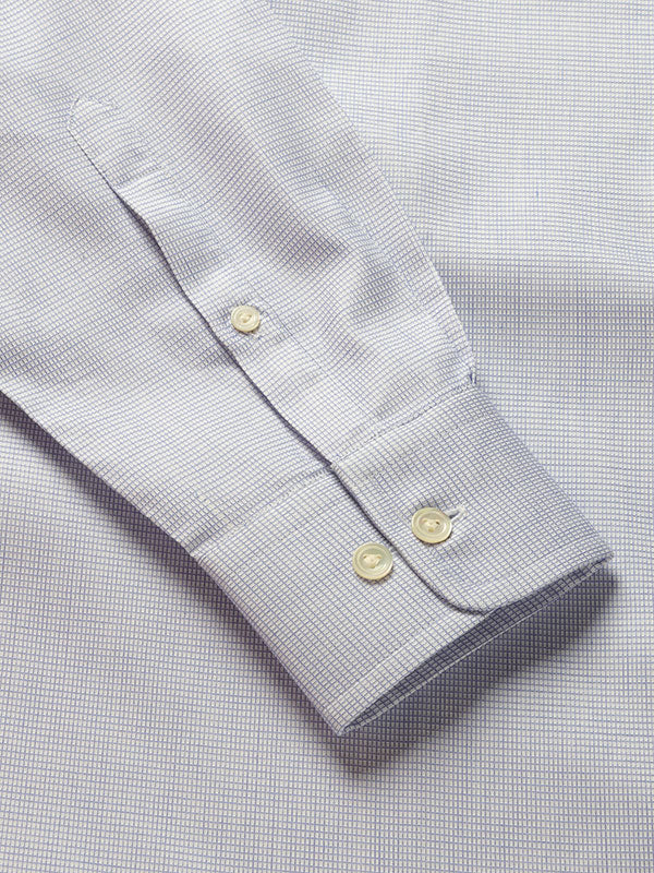 Ponte Blue Check Full Sleeve Single Cuff Tailored Fit Classic Formal Two Ply Mercerized Cotton Shirt