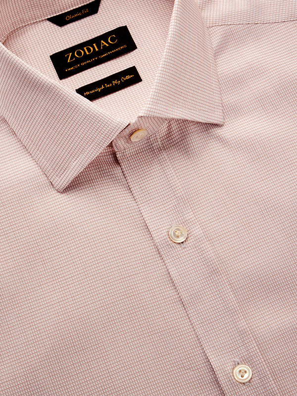 Ponte Beige Solid Full Sleeve Single Cuff Classic Fit Classic Formal Two Ply Mercerized Cotton Shirt