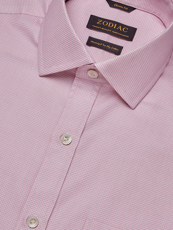 Ponte Pink Solid Full Sleeve Double Cuff Classic Fit Classic Formal Two Ply Mercerized Cotton Shirt