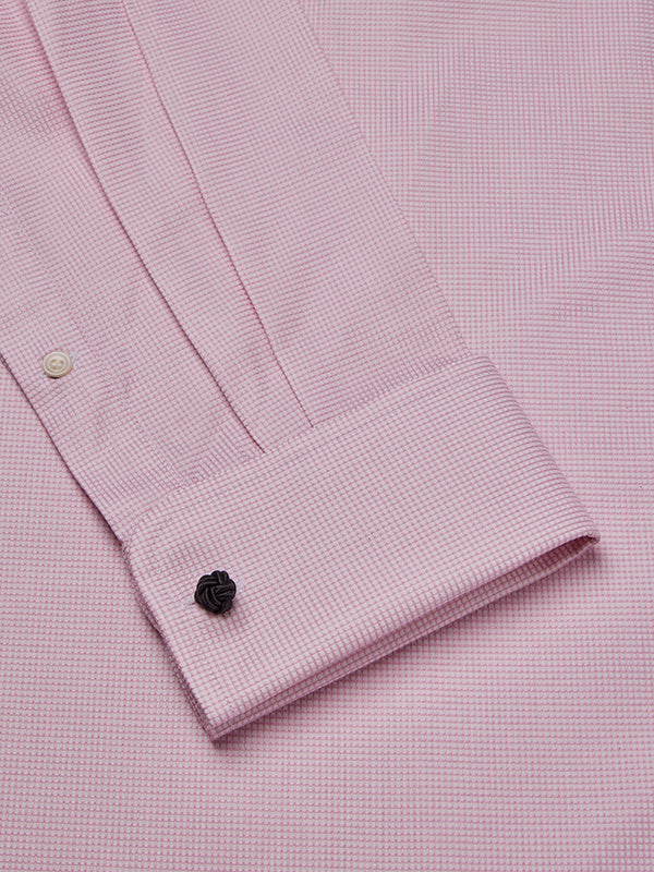 Ponte Pink Solid Full Sleeve Double Cuff Classic Fit Classic Formal Two Ply Mercerized Cotton Shirt