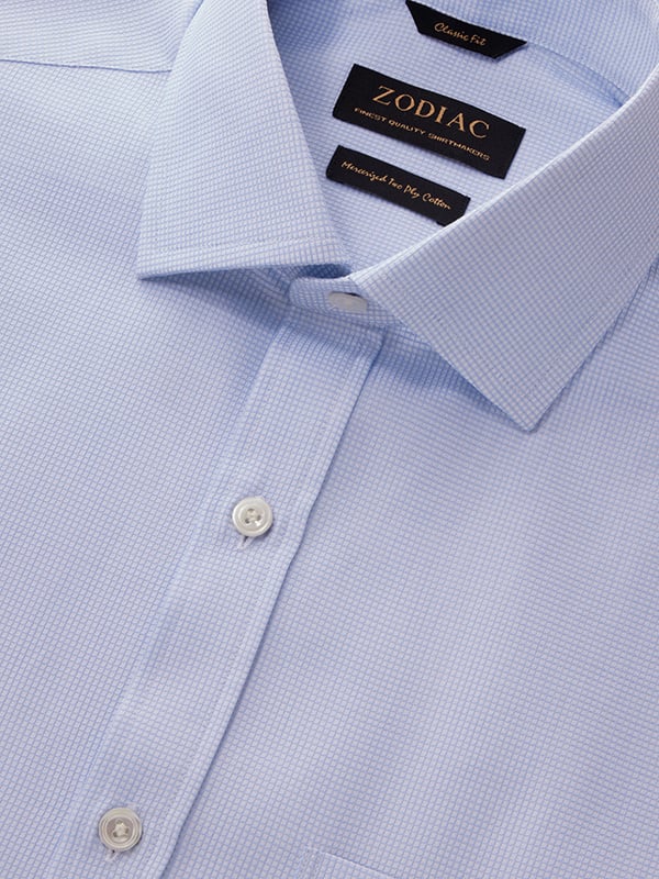 Ponte Sky Solid Full Sleeve Single Cuff Classic Fit Classic Formal Two Ply Mercerized Cotton Shirt
