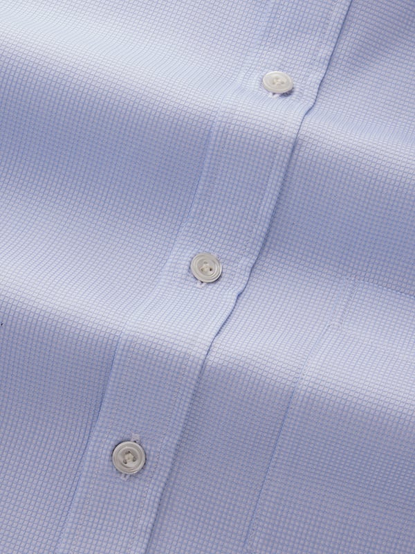 Ponte Sky Solid Full Sleeve Single Cuff Classic Fit Classic Formal Two Ply Mercerized Cotton Shirt