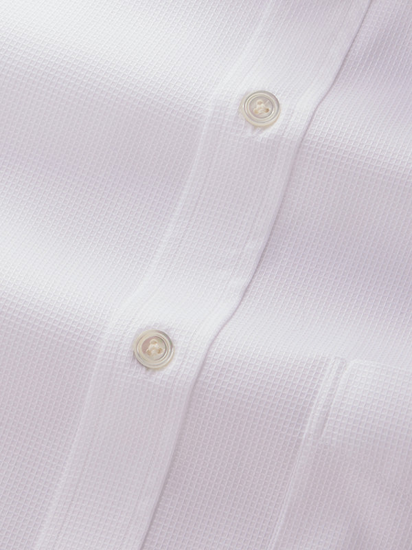 Ponte White Solid Full Sleeve Single Cuff Classic Fit Classic Formal Two Ply Mercerized Cotton Shirt
