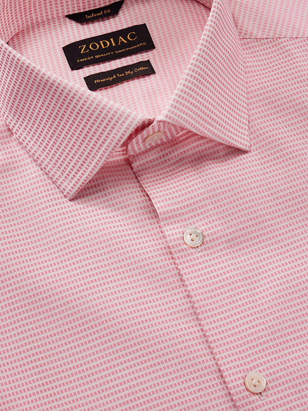 Ponte Pink Solid Full Sleeve Single Cuff Tailored Fit Classic Formal Two Ply Mercerized Cotton Shirt