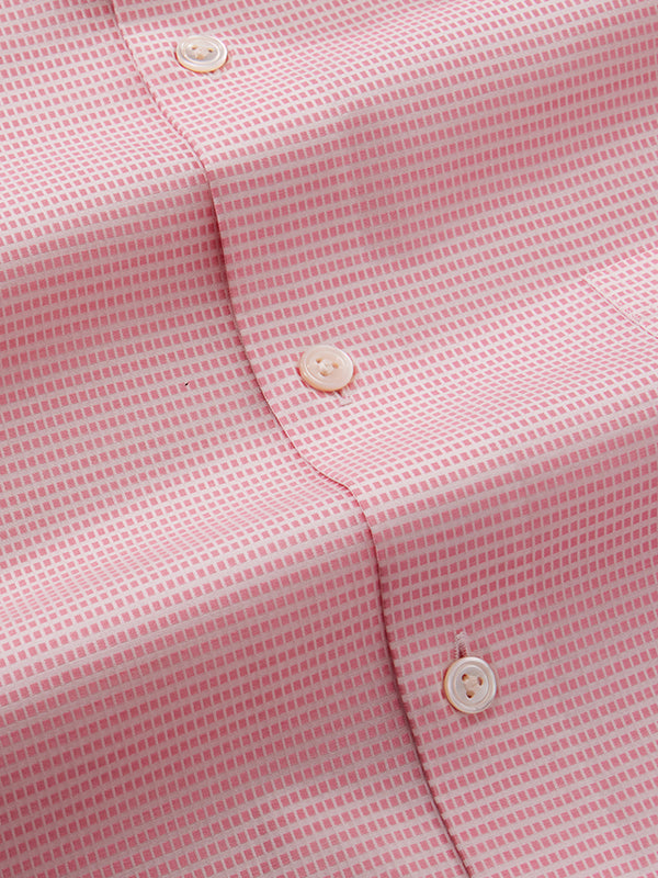 Ponte Pink Solid Full Sleeve Single Cuff Tailored Fit Classic Formal Two Ply Mercerized Cotton Shirt