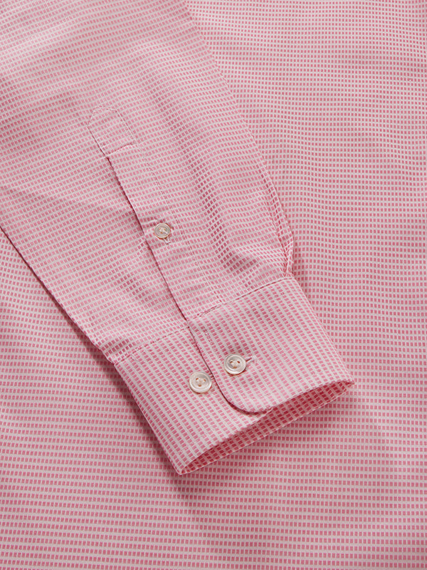 Ponte Pink Solid Full Sleeve Single Cuff Tailored Fit Classic Formal Two Ply Mercerized Cotton Shirt