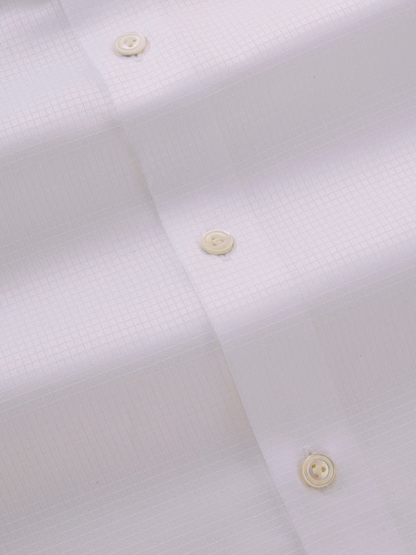 Ponte White Check Full Sleeve Single Cuff Tailored Fit Classic Formal Two Ply Mercerized Cotton Without Pocket Shirt