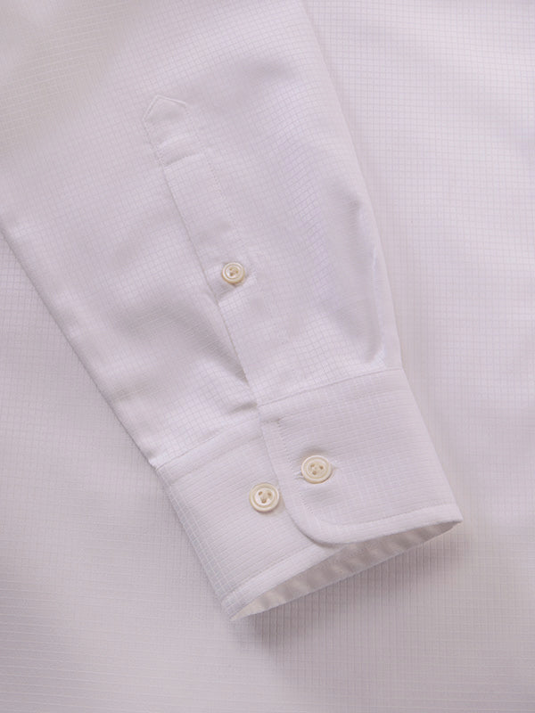 Ponte White Check Full Sleeve Single Cuff Tailored Fit Classic Formal Two Ply Mercerized Cotton Without Pocket Shirt