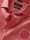Praiano Red Printed Full Sleeve Single Cuff Classic Fit Semi Formal French Flax Linen Shirt