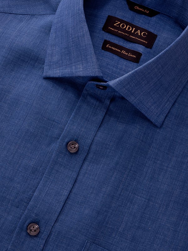 Praiano Royal Solid Half Sleeve Classic Fit Semi Formal European Flax Linen Shirt