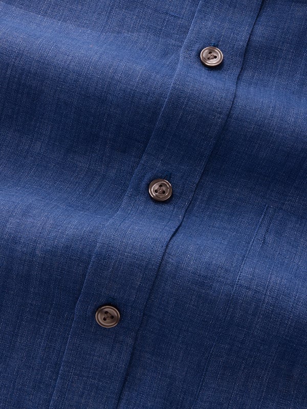 Praiano Royal Solid Half Sleeve Classic Fit Semi Formal European Flax Linen Shirt