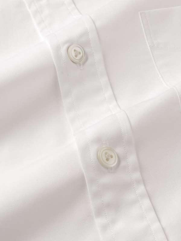 White Solid Full Sleeve Single Cuff Classic Fit Band collar Classic Formal Two Ply Mercerized Premium Cotton Shirt