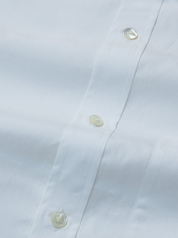 White Solid Half Sleeve Semi Fit Semi Formal Two Ply Mercerized Premium Cotton Shirt
