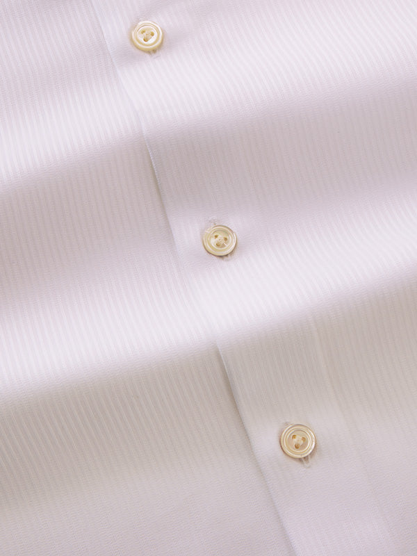 Raffaello White Striped Full Sleeve Single Cuff Tailored Fit Classic Formal Two Ply Mercerized Cotton Without Pocket Shirt