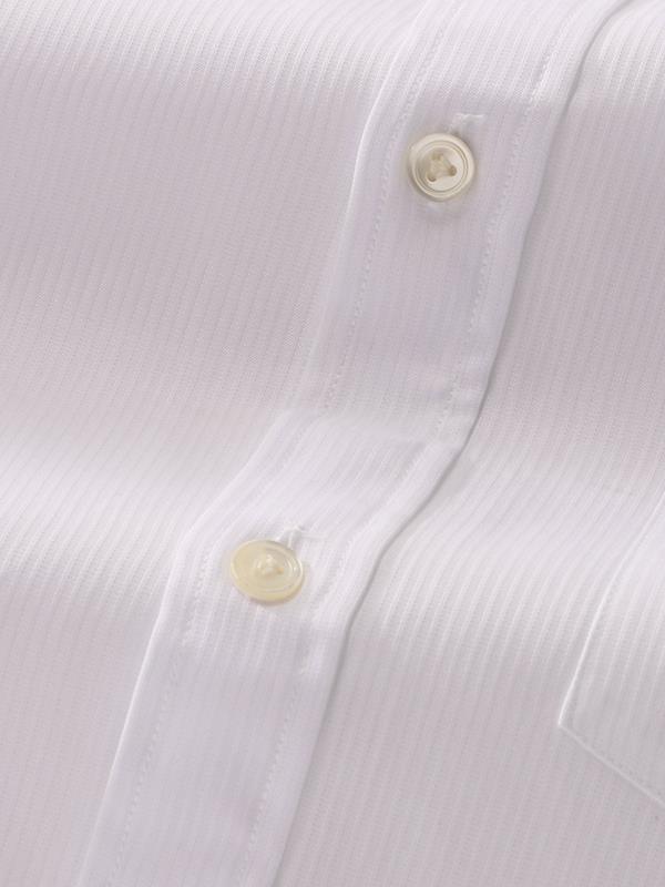 Raffaello White Striped Full Sleeve Double Cuff Classic Fit Classic Formal Two Ply Mercerized Cotton Shirt