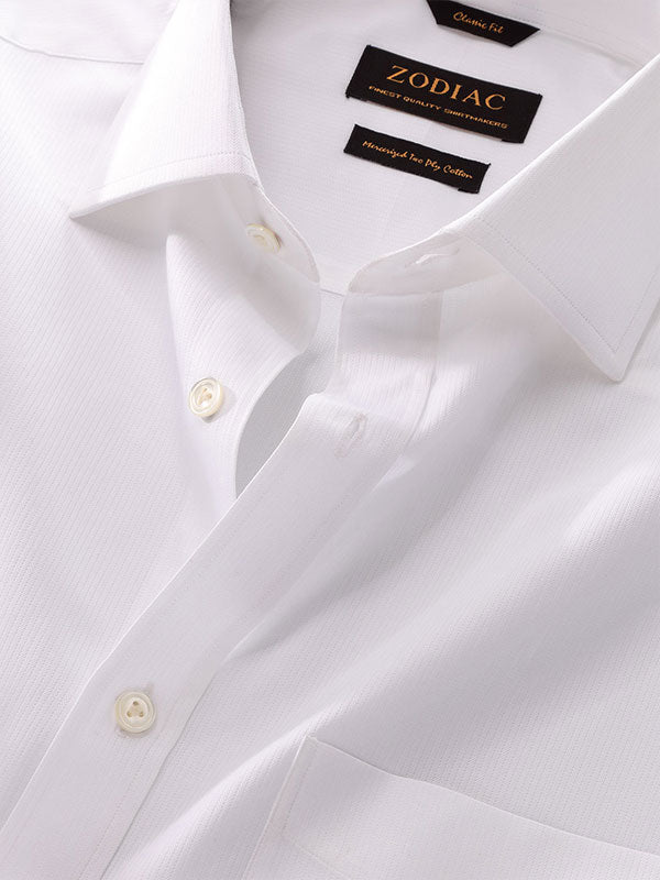 Raffaello White Striped Full Sleeve Single Cuff Classic Fit Classic Formal Two Ply Mercerized Cotton Shirt