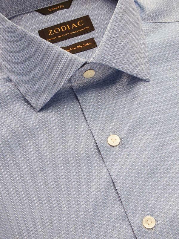 Roreto Blue Solid Full Sleeve Single Cuff Classic Fit Semi Formal Two Ply Mercerized Cotton Shirt