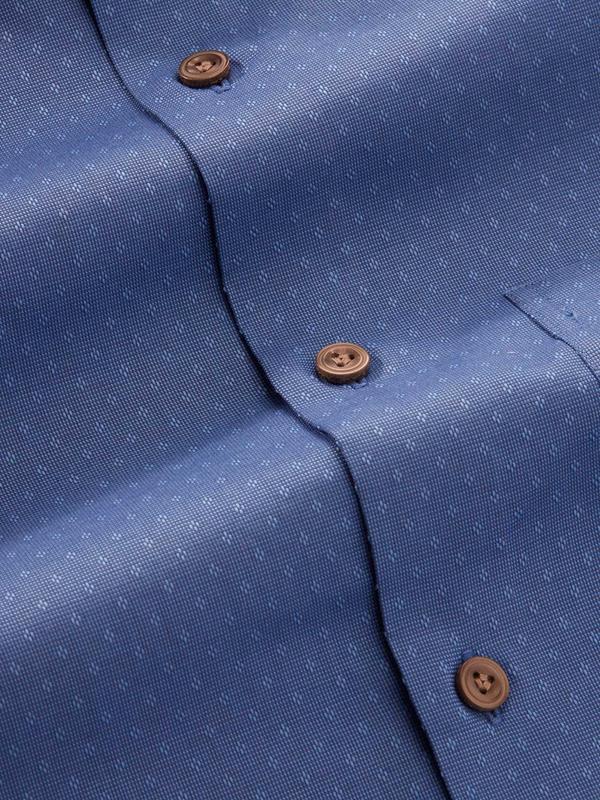 Savuto Navy Solid Full Sleeve Single Cuff Tailored Fit Semi Formal Dark Cotton Shirt