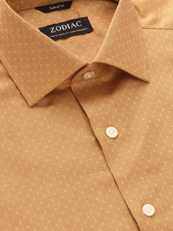Savuto Ochre Solid Full Sleeve Single Cuff Tailored Fit Semi Formal Dark Cotton Shirt