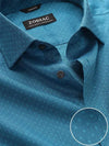 Savuto Turquoise Solid Full Sleeve Single Cuff Tailored Fit Semi Formal Dark Cotton Shirt