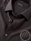 Savuto Brown Striped Full Sleeve Single Cuff Classic Fit Semi Formal Dark Cotton Shirt
