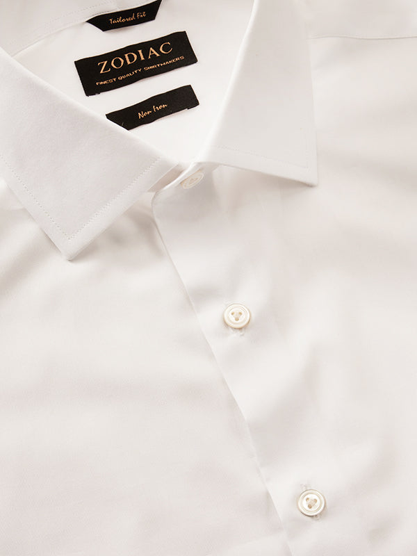 Splendido White Solid Full Sleeve Single Cuff Tailored Fit Classic Formal Non Iron Cotton Without Pocket Shirt