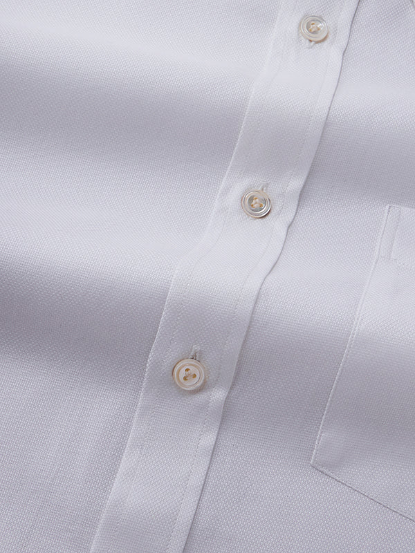Structure White Solid Full Sleeve Single Cuff Classic Fit Classic Formal Two Ply Mercerized Cotton Shirt