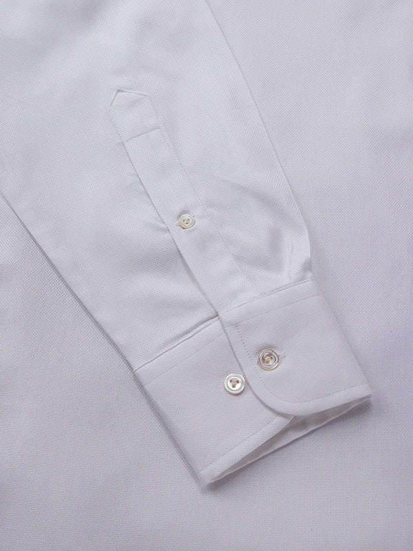 Structure White Solid Full Sleeve Single Cuff Classic Fit Classic Formal Two Ply Mercerized Cotton Shirt