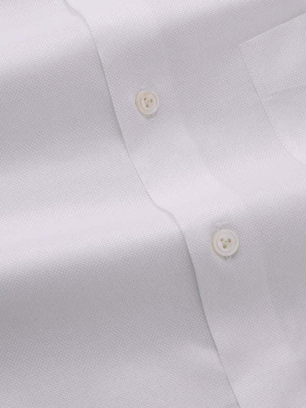 Structure White Solid Full Sleeve Single Cuff Tailored Fit Classic Formal Two Ply Mercerized Cotton Without Pocket Shirt