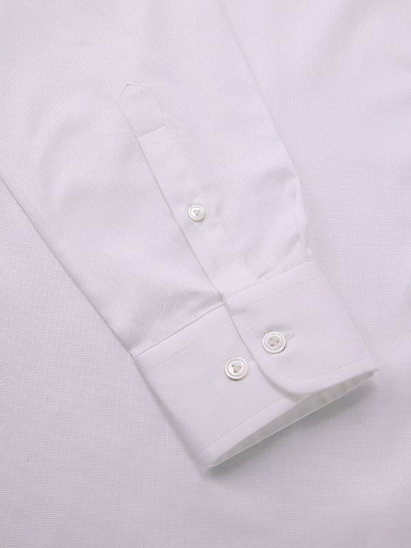 Structure White Solid Full Sleeve Single Cuff Tailored Fit Classic Formal Two Ply Mercerized Cotton Without Pocket Shirt