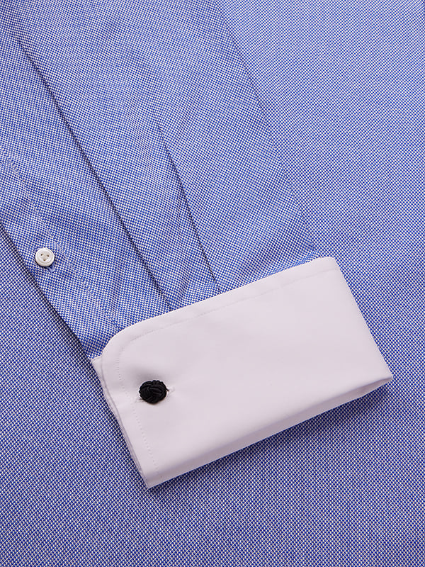 Structure Ink Solid Full Sleeve Double Cuff Tailored Fit Classic Formal Two Ply Mercerized Cotton Shirt