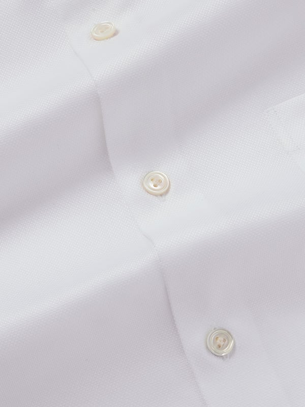 Structure White Solid Half Sleeve Tailored Fit Classic Formal Two Ply Mercerized Cotton Shirt