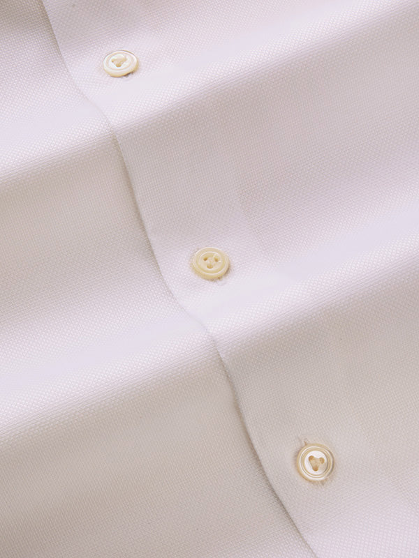 Structure White Solid Full Sleeve Single Cuff Tailored Fit Classic Formal Two Ply Mercerized Cotton Without Pocket Shirt