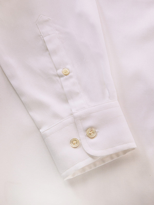 Structure White Solid Full Sleeve Single Cuff Tailored Fit Classic Formal Two Ply Mercerized Cotton Without Pocket Shirt