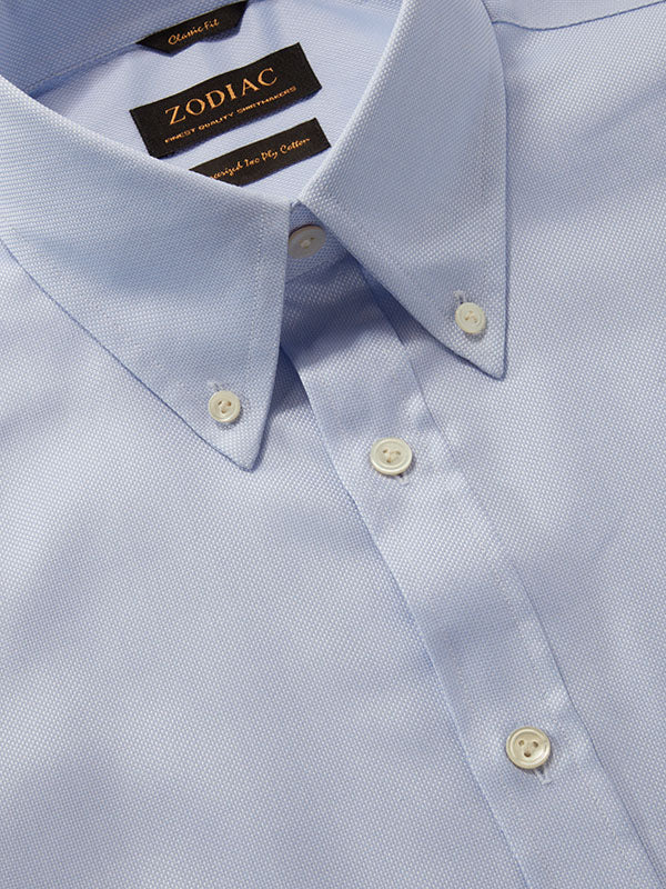 Structure Sky Solid Full Sleeve Single Cuff Classic Fit Classic Formal Two Ply Mercerized Cotton Shirt