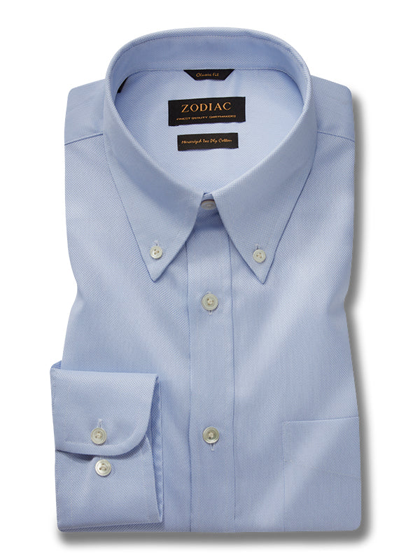 Structure Sky Solid Full Sleeve Single Cuff Classic Fit Classic Formal Two Ply Mercerized Cotton Shirt