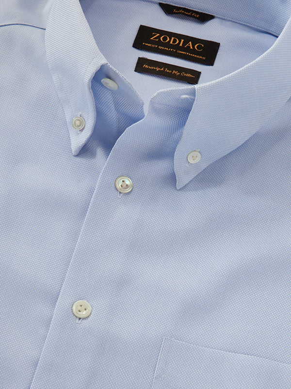 Structure Sky Solid Full Sleeve Single Cuff Tailored Fit Classic Formal Two Ply Mercerized Cotton Shirt